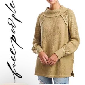 FREE PEOPLE® WE THE FREE “She’s A Keeper” Mock Neck Faded Tan Oversized Sweater